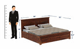 Amer Solid Sheesham Wood Hydraulic Bed With Box Storage (Queen Size, Natural Finish)